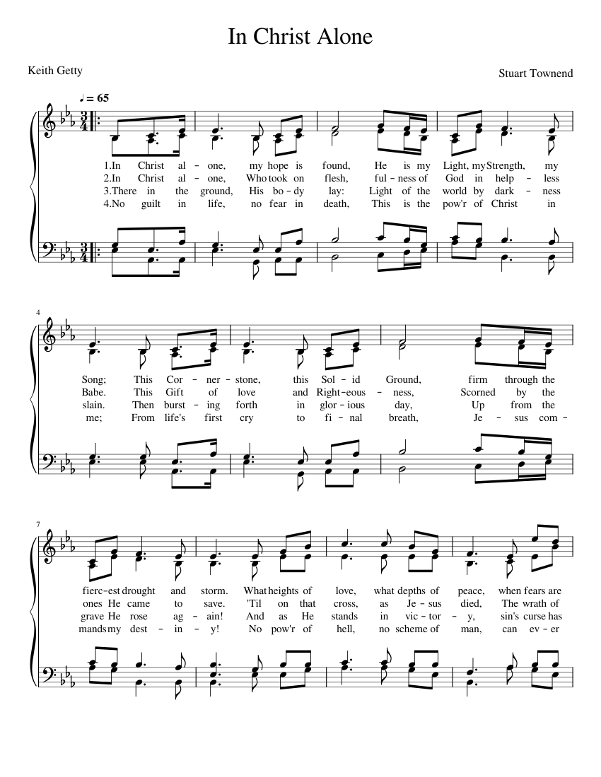 in christ alone piano sheet music free